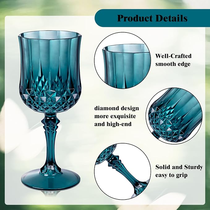 Ciaell 24 Pack Green Plastic Wine Glasses - Image 3