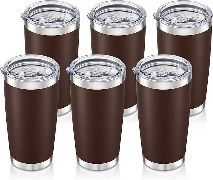 20oz Tumbler Bulk with Lid Stainless Steel Tumblers, 6 Pack | Leak Proof Lid by Unknown