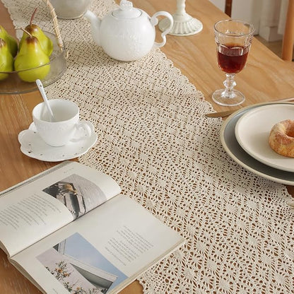meioro Crochet Lace Table Runner, 12x56 Inch Boho Cotton Table Runners - Image 5