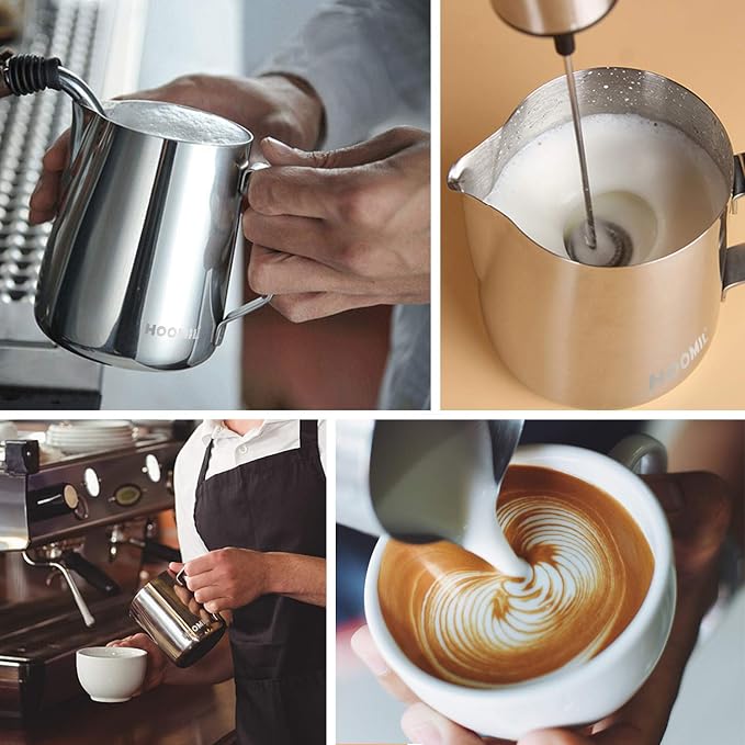 HOOMIL Milk Frothing Pitcher, 12oz/20oz/32oz 304 Stainless Steel | Steaming - Image 6