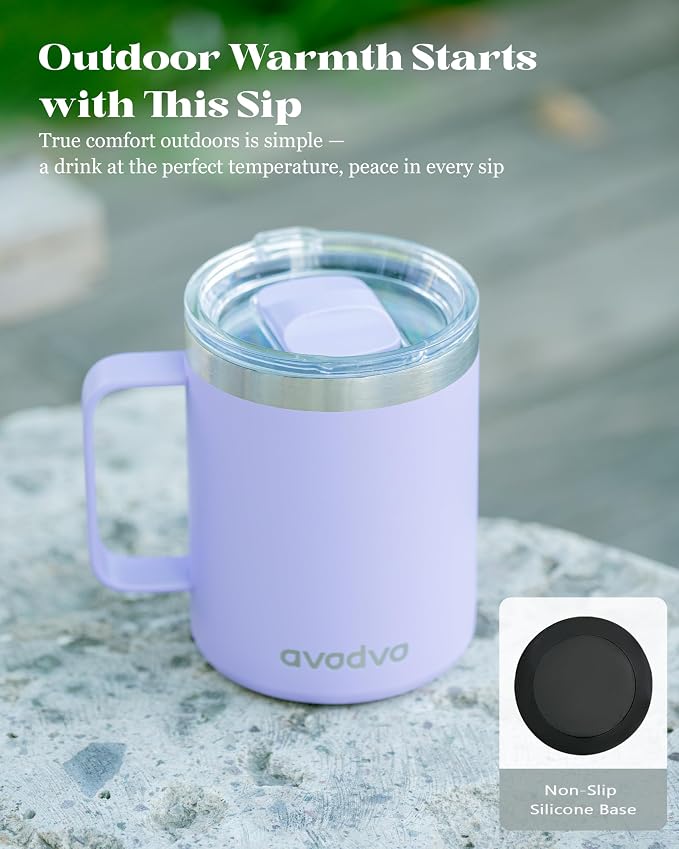 12oz Insulated Coffee Mug with Lid – Includes Two Lids, Stainless Steel Coffee - Image 6