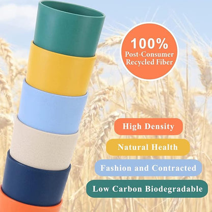 Mfacoy Wheat Straw Cups Set of 6, 12 oz Unbreakable Drinking, Stackable Tumbler - Image 3