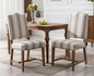 CIMOTA Mid Century Modern Dining Chairs Set of 2, Farmhouse Upholstered Dining Room Chairs Comfortable Kitchen Side Chairs with High Back/Natural Solid Wood Frame, Linen Brown/Beige Stripe