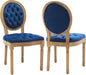 Vintage French Dining Chairs Set of 2, Round Back Velvet Upholstered Accent Chairs with Nailhead Trim and Solid Wood Frame, Elegant Sillas de Comedor for Dining Room & Kitchen, Blue