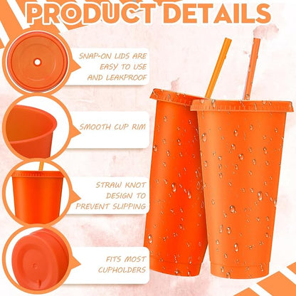 Skylety 12 Pcs Orange Plastic Cups - Image 2