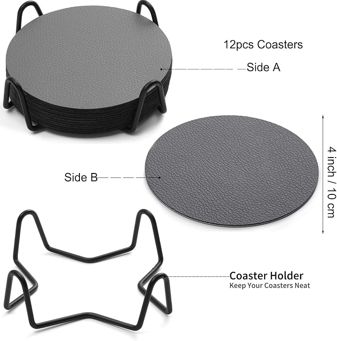 Faux Leather Drink Coasters - Image 6