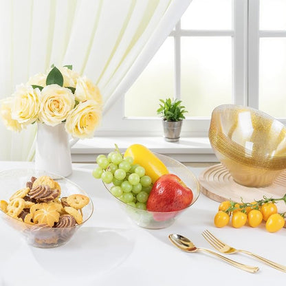 bUCLA 12 Pack Gold Glitter Plastic Serving Bowls - 20 OZ Disposable Snack - Image 4
