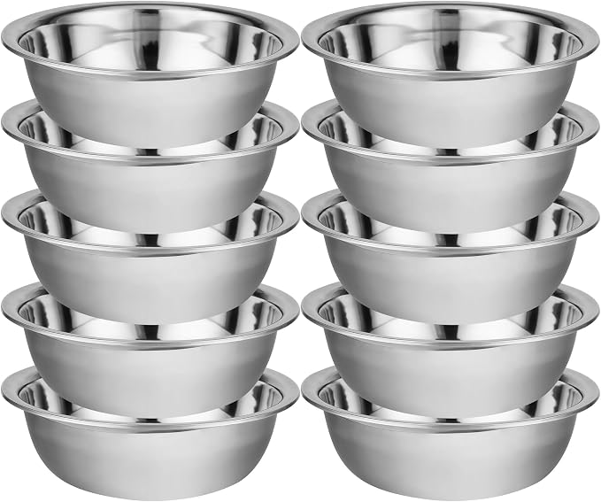 10 Pack 10.24 x 2.76 Inch Stainless Steel Mixing Bowls by Unknown