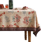 patdrea Designer French Linen Long Tablecloth for Rectangle Table,Vintage Red Floral Tablecloths,Dacorative Cover for Kitchen Dining,Tea Party,Christmas,Thanksgiving,Holiday,63"x87"-Newmari