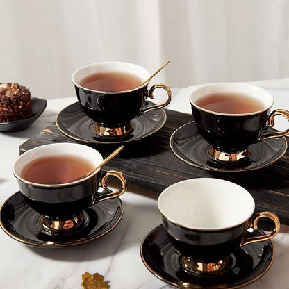 DUJUST Tea Cups and Saucers Set of 4, Luxury Tea Cup Set - Image 2