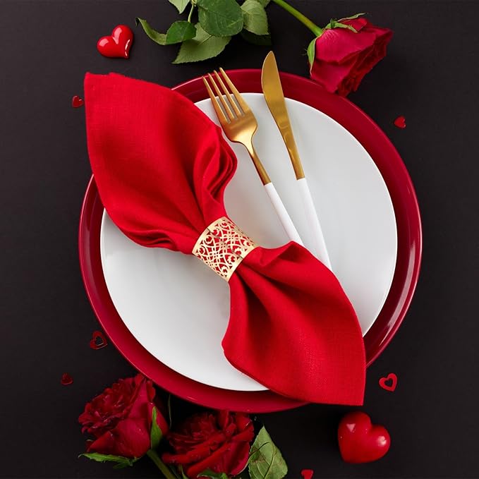 uxcell 100Pcs Napkin Rings Laser Cut Foil Paper, Napkin Holder Hollow Napkin Bands for Weddings Party Serviette Table Decoration Restaurant (White, 5.3 x 1.6)