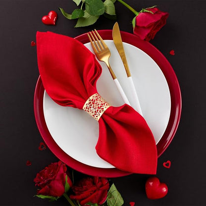 uxcell 100Pcs Napkin Rings Laser Cut Foil Paper, Napkin Holder Hollow Napkin Bands for Weddings Party Serviette Table Decoration Restaurant (Reflective Rose Gold, 5.3 x 1.6)