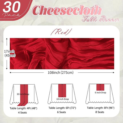 30 Pack Red Cheesecloth Table Runner 17 x 108 inch Cheese Cloth Table Runners - Image 2