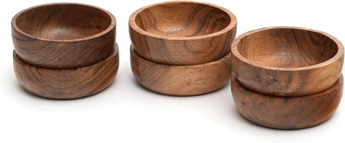 Acacia Wood Bowls: Handcrafted, 6 Bowls of 3.75-inch, 0.25 liters Capacity Each - Image 9
