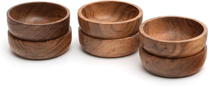 Acacia Wood Bowls: Handcrafted, 6 Bowls of 3.75-inch, 0.25 liters Capacity Each - Image 9