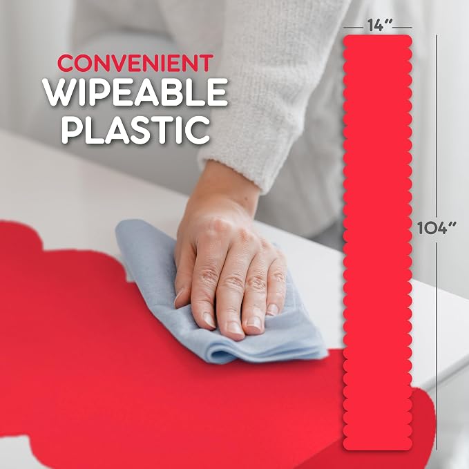 Red Scallop Table Runner, Disposable Plastic, 5 Pack - Image 6
