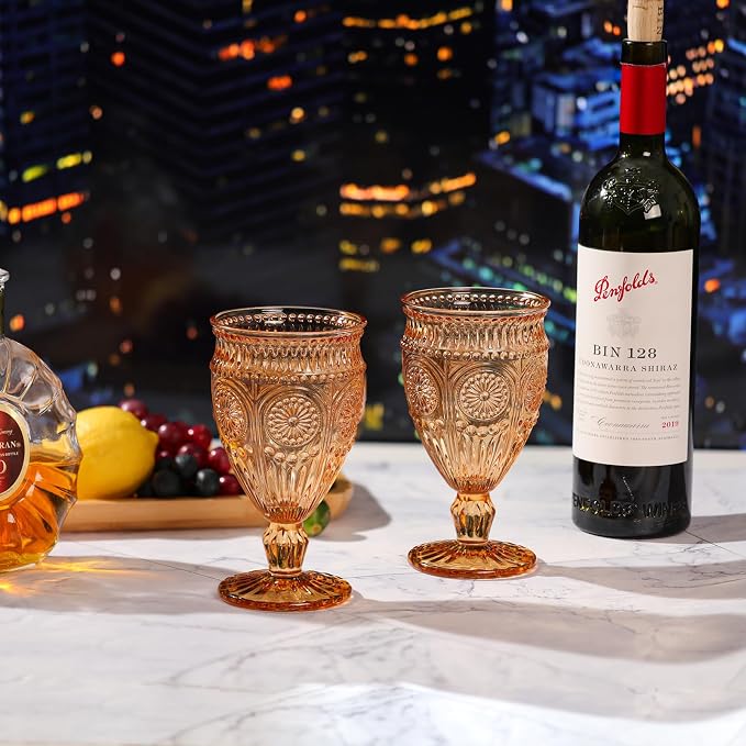 Darlion Goblets, Goblet Glasses, Amber Goblets, Vintage Wine Glasses 12oz | - Image 6