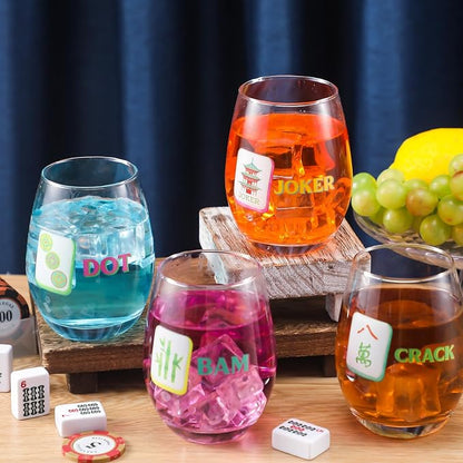 Qinyoung 4 Pcs 15 oz Mahjong Cups Wine Glass Mahjong Accessories and Gifts - Image 5