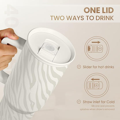 SANDJEST Zebra Skin 40oz Slider Tumbler - Image 5