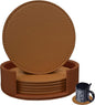 Coasters Set of 6 Soft Leather Drink Coaster Round Coaster by KEMMPER