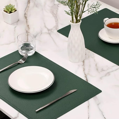 Set of 8 Faux Leather Placemats, PU Table Mats, Waterproof, Stain Resistant, Heat Resistant, Easy to Clean for Kitchen Dining Table,Conference Table