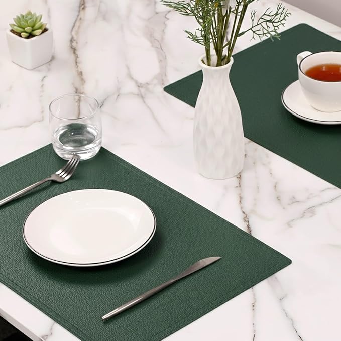 Vinyl Waterproof Placemats, PU Table Mats, Set of 4, Stain Resistant, Heat Resistant, Non-Slip Easy to Clean for Kitchen Dining Table,Conference Table