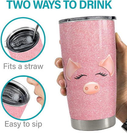 SANDJEST Pig Tumbler Glitter 20oz Tumblers - Image 6