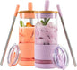 Pandaloo® Glass Cups With Lids and Straws -20 Fl Oz- Perfect Size Iced Coffee by Pandaloo