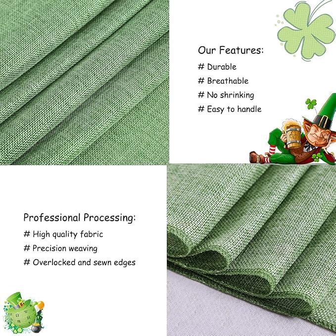 Light Green Burlap Table Runner 2 Packs Rustic Farmhouse Fabric 13x108 Inch | - Image 3