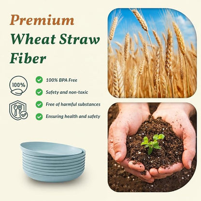 Wheat Straw Deep Plates 9 Inch Unbreakable & Lightweight Plastic Dinner Plates - Image 3