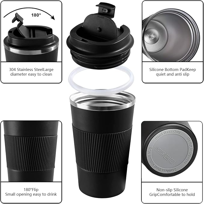 Insulated Travel Coffee Mug, Stainless Steel Coffee Cup - Image 2