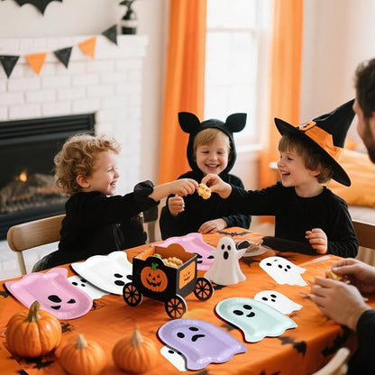 180Pcs Halloween Ghost Party Supplies Paper Plates and Napkins Serve 60 | - Image 7