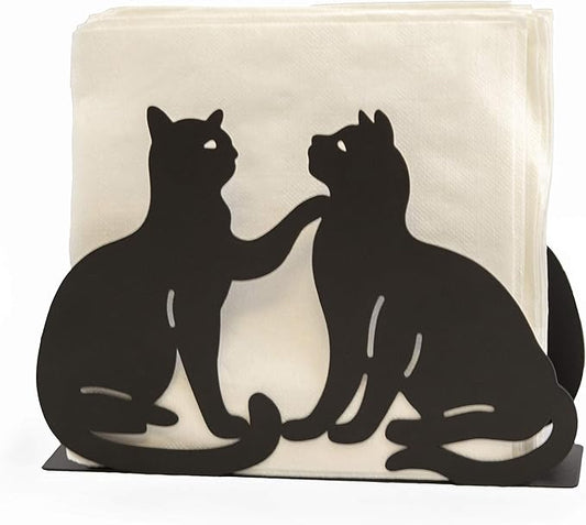 Mango Steam Tabletop Napkin/Tissue & Letter Holder For Home, Kitchen, Restaurants (Cat, Black)