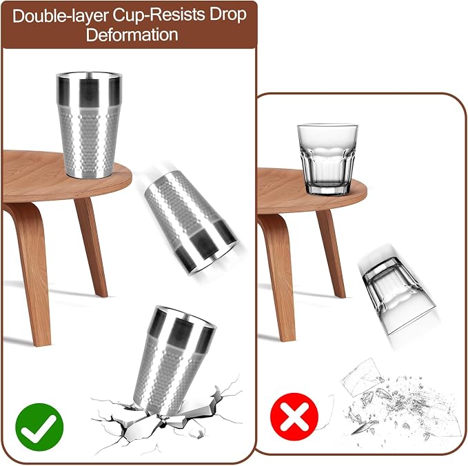 4Pack Stainless Steel Cups, 16oz 450ml Double Wall Drinking Glasses | Reusable - Image 4