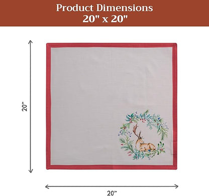 Maison d' Hermine Cloth Napkins Set of 4 100% Cotton for Thanksgiving Christmas Decorations Everyday Reusable Square Fall Napkins Cloth Washable Dinner Party (Holly Time, 20"x20")