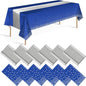 12 Pack Blue and Silver Tablecloth and Table Runner Party Decorations by Zachely