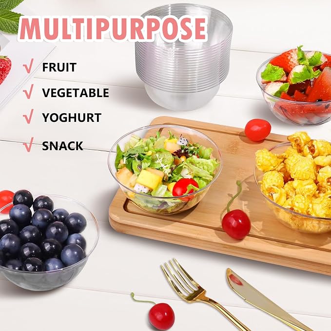 80 Pack 6 oz Clear Plastic Bowls, Disposable Salad Serving Bowls | - Image 4
