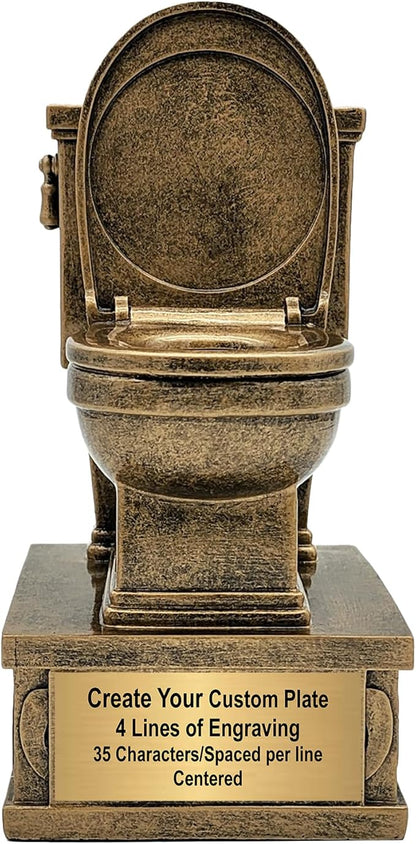 Decade Awards Action Pedestal Gold Toilet Bowl Trophy with Optional Inserts - Custom Engraved Plate On Request (7 Inch Tall)