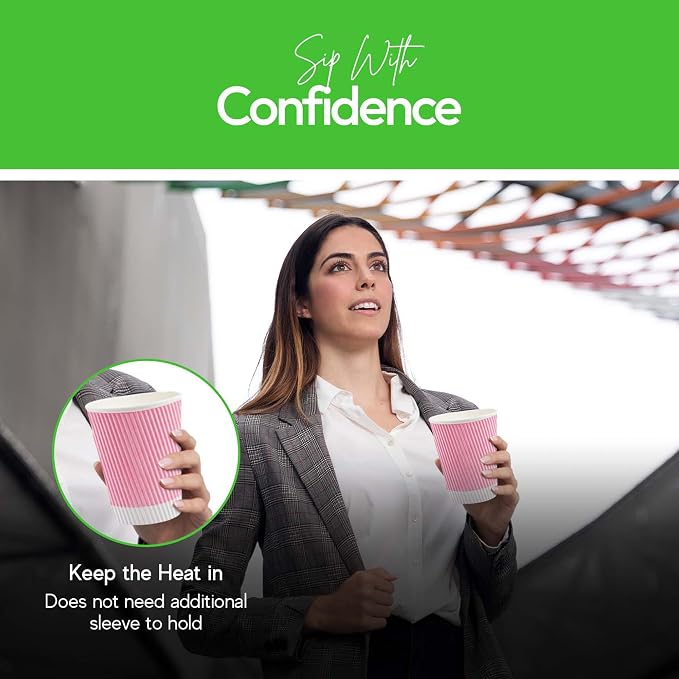 Restaurantware-12 Ounce Disposable Coffee Cups, 500 Ripple Wall Hot Cups - Image 9