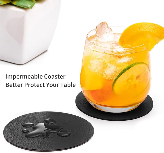 Faux Leather Drink Coasters - Image 2