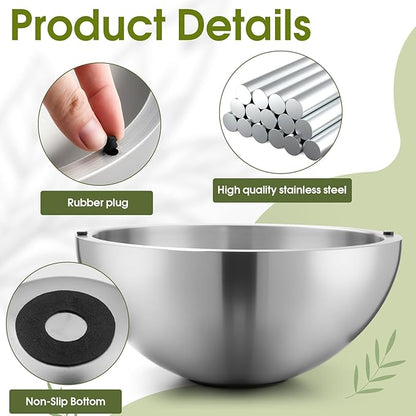 Honeydak 2 Pack 35 oz Dip Chiller Bowl Stainless Steel Double Walled Insulated Ice Serving Bowl for Parties Salsa, Guacamole, Condiments, Sauces, Salad & Food Hot or Cold