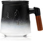 suyika Ceramic Tea Cup with Infuser and Lid, Gradient Embossed Large Tea Mug by suyika