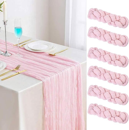 Light Pink Cheesecloth Table Runner 6pcs Boho Gauze 35x120inch Cheese Cloth by TuTive