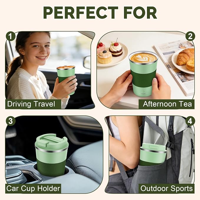 MOMSIV 12oz Travel Coffee Mug, Insulated Coffee Cup - Image 7