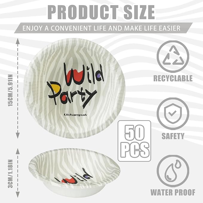 50 Pack Paper Bowls, 8 Oz Disposable Soup Bowl, Heavy Duty Printed Disposable - Image 3