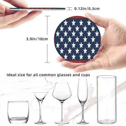 6 Pcs Independence Day 4th of July Patriotic American Flag Leather Coasters - Image 8