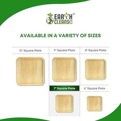 The Palm Dinnerware – 7 Inch Compostable Square Plates (25 Count) | Like Bamboo Disposable Plates | Biodegradable, Eco-Friendly, Microwave & Oven Safe | USDA 100% Biobased