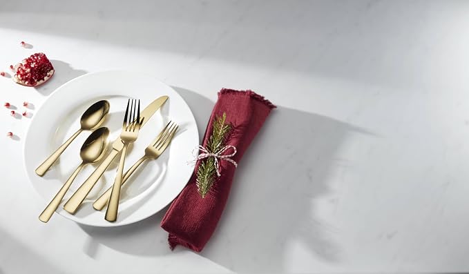 Oneida B1024020AL20 Aptitude Gold 20 Piece Everyday Flatware Set, Service - Image 9