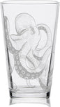 OCTOPUS Engraved Beer Pint Glass | Great Nautical Drinking Gift Idea for Ocean Marine Enthusiasts Divers Sea Creatures