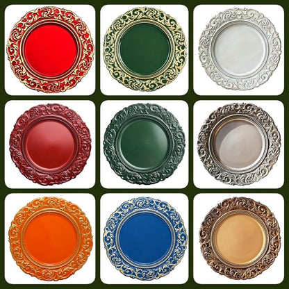 Red Charger Plates with Gold Embossed Rim, Plate Chargers - Image 7